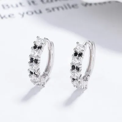 Bông Tai Bạc Nữ Nam Tròn đính đá CZ Tròn Octavia LILI 181760 1