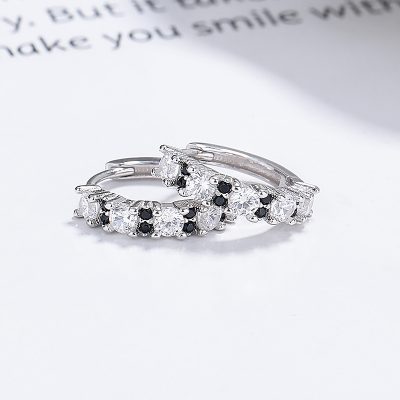 Bông Tai Bạc Nữ Nam Tròn đính đá CZ Tròn Octavia LILI 181760 2