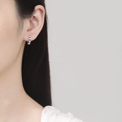 Bông Tai Bạc Nữ Nam Tròn đính đá CZ Tròn Octavia LILI 181760 3