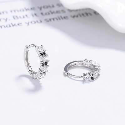 Bông Tai Bạc Nữ Nam Tròn đính đá CZ Tròn Octavia LILI 181760 4
