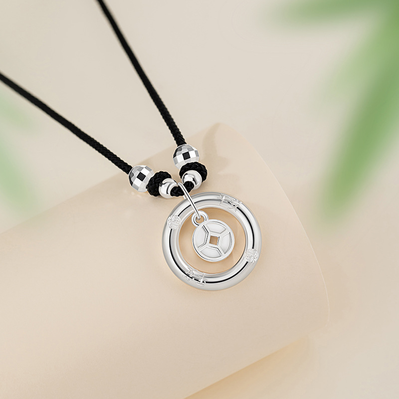 Dây Chuyền Bạc Nam Dây Bện Hình Kim Tiền May Mắn Allison LILI 181444 4