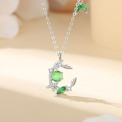 Dây Chuyền Bạc Nữ đính đá CZ Cành Thường Xuân Eliza LILI 181532 1