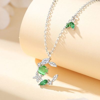 Dây Chuyền Bạc Nữ đính đá CZ Cành Thường Xuân Eliza LILI 181532 2