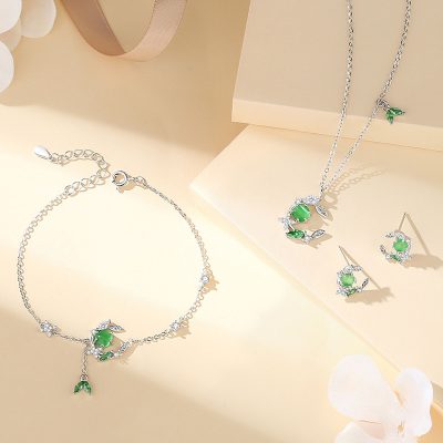 Dây Chuyền Bạc Nữ đính đá CZ Cành Thường Xuân Eliza LILI 181532 4