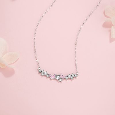 Dây Chuyền Bạc Nữ đính đá CZ Dạ Quang Hồ điệp Genesis LILI 181028 4
