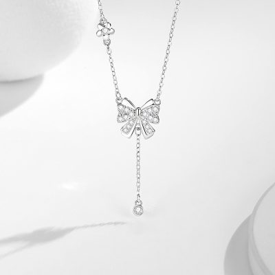 Dây Chuyền Bạc Nữ đính đá CZ Hình Chiếc Nơ Grace LILI 180982 1
