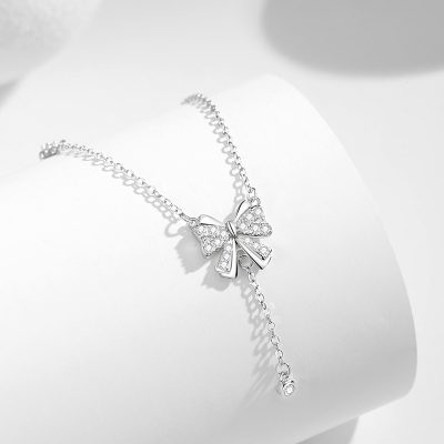 Dây Chuyền Bạc Nữ đính đá CZ Hình Chiếc Nơ Grace LILI 180982 2