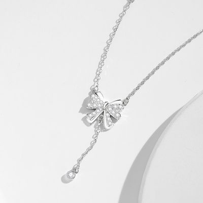 Dây Chuyền Bạc Nữ đính đá CZ Hình Chiếc Nơ Grace LILI 180982 3