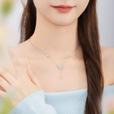 Dây Chuyền Bạc Nữ đính đá CZ Hình Chiếc Nơ Grace LILI 180982 5