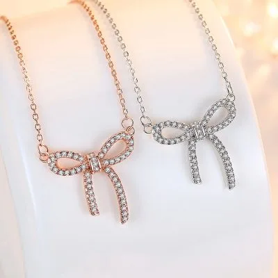 Dây Chuyền Bạc Nữ đính đá CZ Hình Chiếc Nơ Melody LILI 181134 1