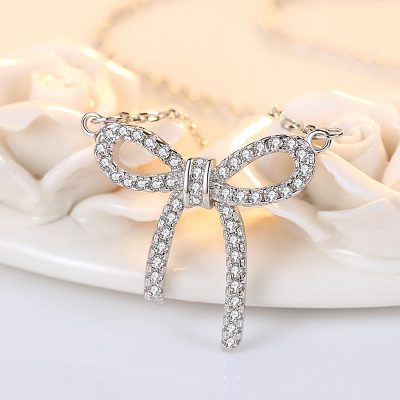 Dây Chuyền Bạc Nữ đính đá CZ Hình Chiếc Nơ Melody LILI 181134 3