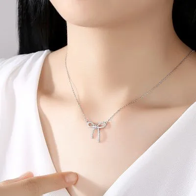 Dây Chuyền Bạc Nữ đính đá CZ Hình Chiếc Nơ Melody LILI 181134 4