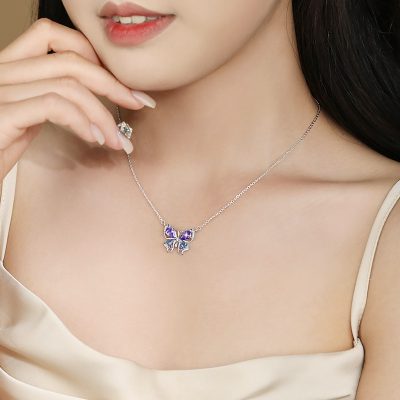 Dây Chuyền Bạc Nữ đính đá CZ Hình Hồ điệp Ariana LILI 181207 2