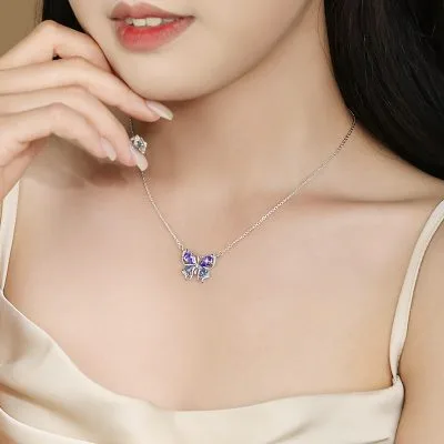 Dây Chuyền Bạc Nữ đính đá CZ Hình Hồ điệp Ariana LILI 181207 2