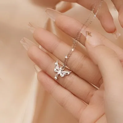 Dây Chuyền Bạc Nữ đính đá CZ Hình Hồ điệp Sofia LILI 180908 2