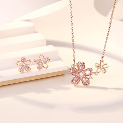 Dây Chuyền Bạc Nữ đính đá CZ Hoa Anh đào Jade LILI 181096 1