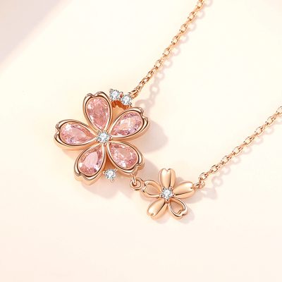 Dây Chuyền Bạc Nữ đính đá CZ Hoa Anh đào Jade LILI 181096 2
