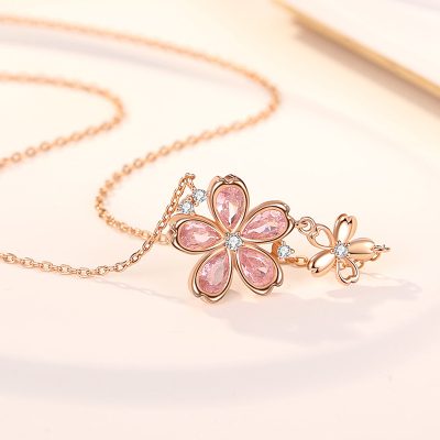 Dây Chuyền Bạc Nữ đính đá CZ Hoa Anh đào Jade LILI 181096 5