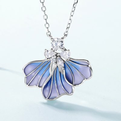 Dây Chuyền Bạc Nữ đính đá CZ Hoa Diên Vĩ Iris LILI 181378 3