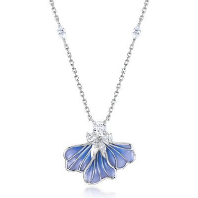 Dây Chuyền Bạc Nữ đính đá CZ Hoa Diên Vĩ Iris LILI 181378 5