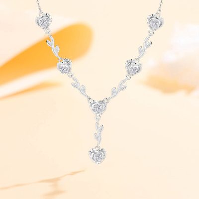 Dây Chuyền Bạc Nữ đính đá CZ Hoa Hồng Rose LILI 181356 1