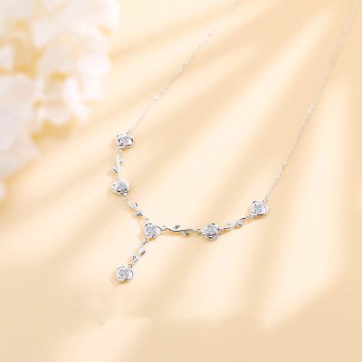 Dây Chuyền Bạc Nữ đính đá CZ Hoa Hồng Rose LILI 181356 2