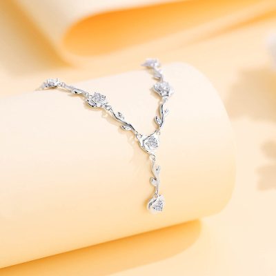 Dây Chuyền Bạc Nữ đính đá CZ Hoa Hồng Rose LILI 181356 3