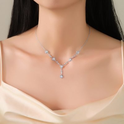 Dây Chuyền Bạc Nữ đính đá CZ Hoa Hồng Rose LILI 181356 4