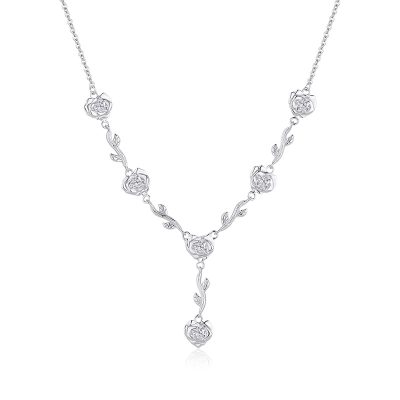 Dây Chuyền Bạc Nữ đính đá CZ Hoa Hồng Rose LILI 181356 5