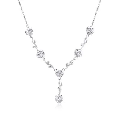 Dây Chuyền Bạc Nữ đính đá CZ Hoa Hồng Rose LILI 181356 5
