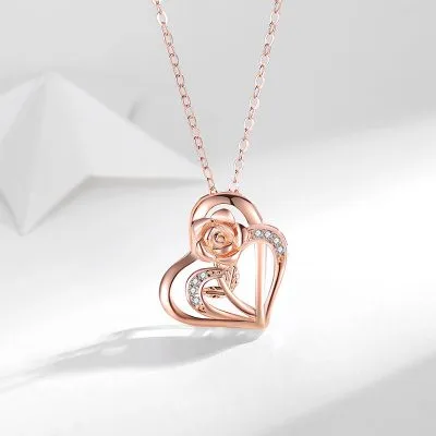 Dây Chuyền Bạc Nữ đính đá CZ Hoa Hồng Tình Yêu Athena LILI 181123 1