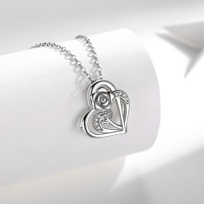 Dây Chuyền Bạc Nữ đính đá CZ Hoa Hồng Tình Yêu Athena LILI 181123 2