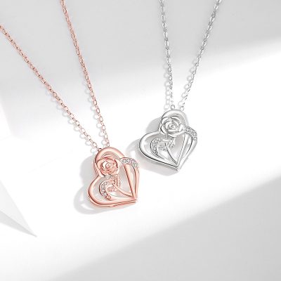 Dây Chuyền Bạc Nữ đính đá CZ Hoa Hồng Tình Yêu Athena LILI 181123 3