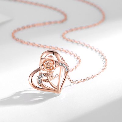 Dây Chuyền Bạc Nữ đính đá CZ Hoa Hồng Tình Yêu Athena LILI 181123 6