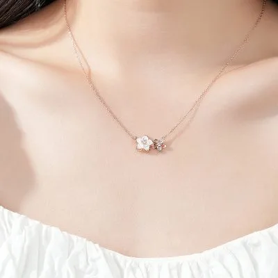 Dây Chuyền Bạc Nữ đính đá CZ Hoa Tuyết Mai Lucia LILI 181189 3
