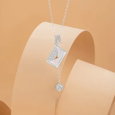 Dây Chuyền Bạc Nữ đính đá CZ Lá Thư Tình Yêu Giselle LILI 182022 3