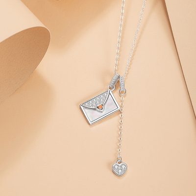 Dây Chuyền Bạc Nữ đính đá CZ Lá Thư Tình Yêu Giselle LILI 182022 4