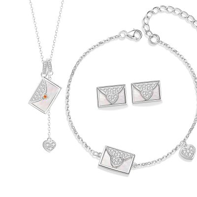Dây Chuyền Bạc Nữ đính đá CZ Lá Thư Tình Yêu Giselle LILI 182022 5