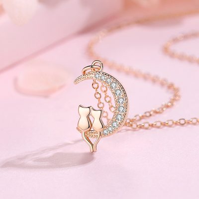 Dây Chuyền Bạc Nữ đính đá CZ Mèo Mặt Trăng Millie LILI 181103 3