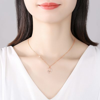 Dây Chuyền Bạc Nữ đính đá CZ Mèo Mặt Trăng Millie LILI 181103 4