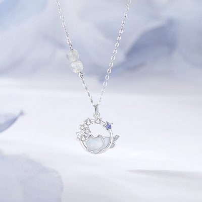Dây Chuyền Bạc Nữ đính đá CZ Mèo Nhỏ Và Trời Sao Julia LILI 181211 5