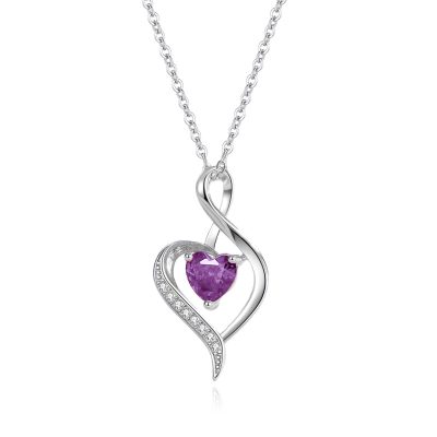 Dây Chuyền Bạc Nữ đính đá CZ Trái Tim Cách điệu Esther LILI 181296 2