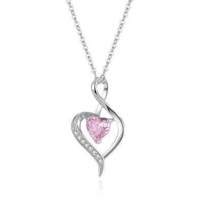 Dây Chuyền Bạc Nữ đính đá CZ Trái Tim Cách điệu Esther LILI 181296 3
