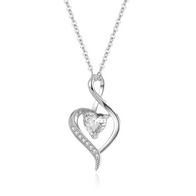 Dây Chuyền Bạc Nữ đính đá CZ Trái Tim Cách điệu Esther LILI 181296 5