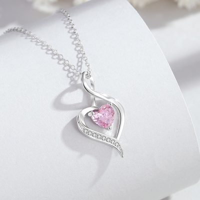 Dây Chuyền Bạc Nữ đính đá CZ Trái Tim Cách điệu Esther LILI 181296 7