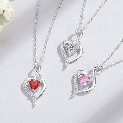 Dây Chuyền Bạc Nữ đính đá CZ Trái Tim Cách điệu Esther LILI 181296 8
