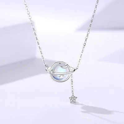 Dây Chuyền Bạc Nữ đính đá CZ Trăng Và Sao Ailany LILI 181200 1