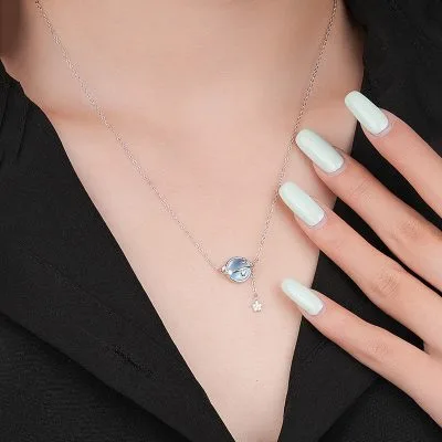 Dây Chuyền Bạc Nữ đính đá CZ Trăng Và Sao Ailany LILI 181200 5