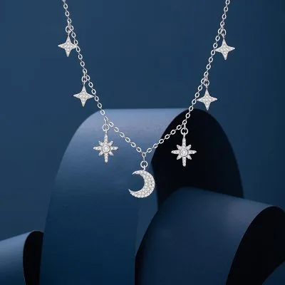 Dây Chuyền Bạc Nữ đính đá CZ Trăng Và Sao Audrey LILI 181400 3