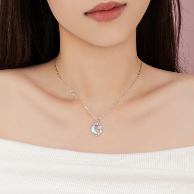 Dây Chuyền Bạc Nữ đính đá CZ Trăng Và Sao Luna LILI 180924 1